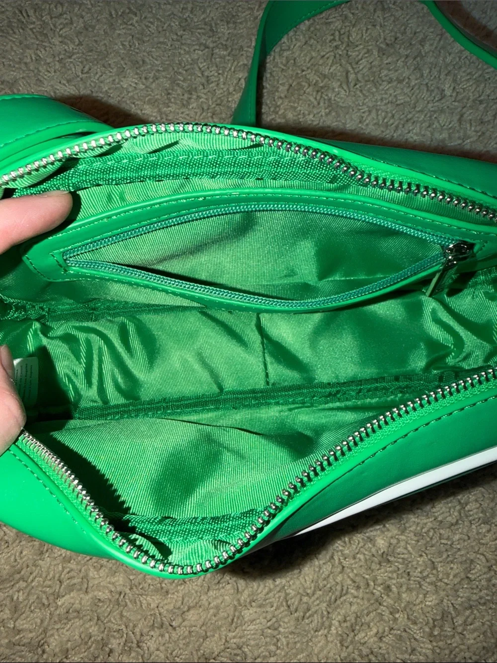Anthropologie Melie Bianco Green Crossbody with White Piping